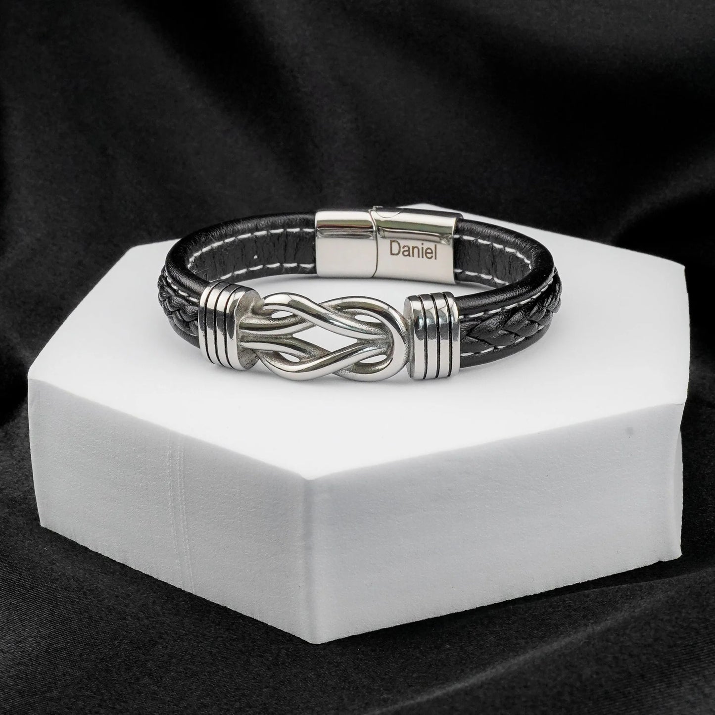 “To My Son” – Infinite Knot Bracelet With Engraved Name