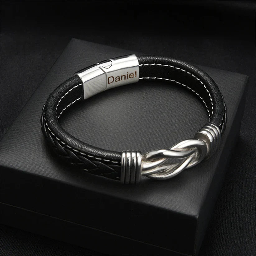“To My Son” – Infinite Knot Bracelet With Engraved Name