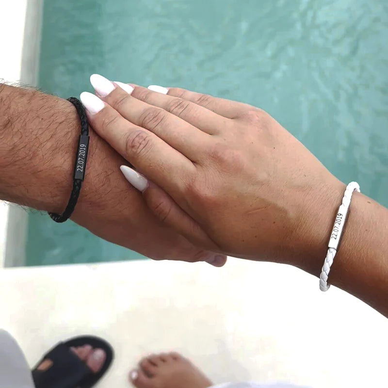 Magnetic Leather Couple Bracelets