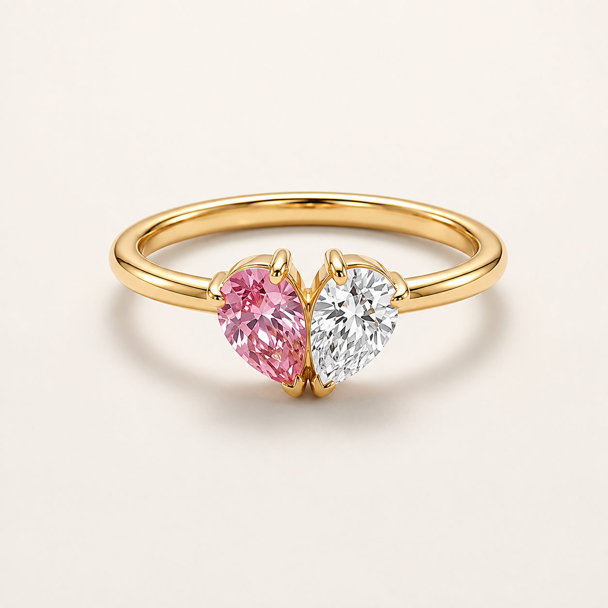 Two Birthstone Heart Ring