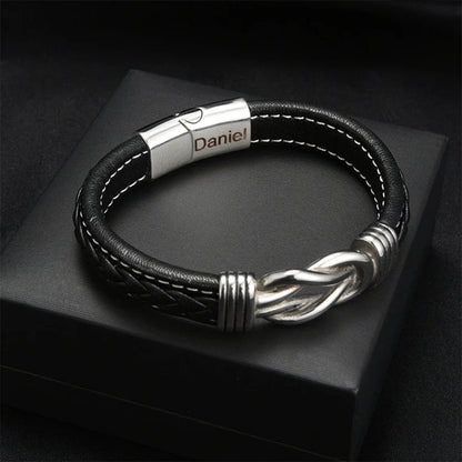 “To My Son” – Infinite Knot Bracelet With Engraved Name