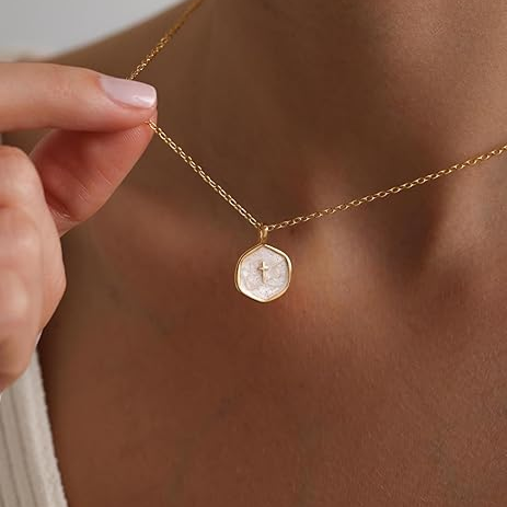 Cross Necklace for Women-Dainty Gold Plated Cross Pendant